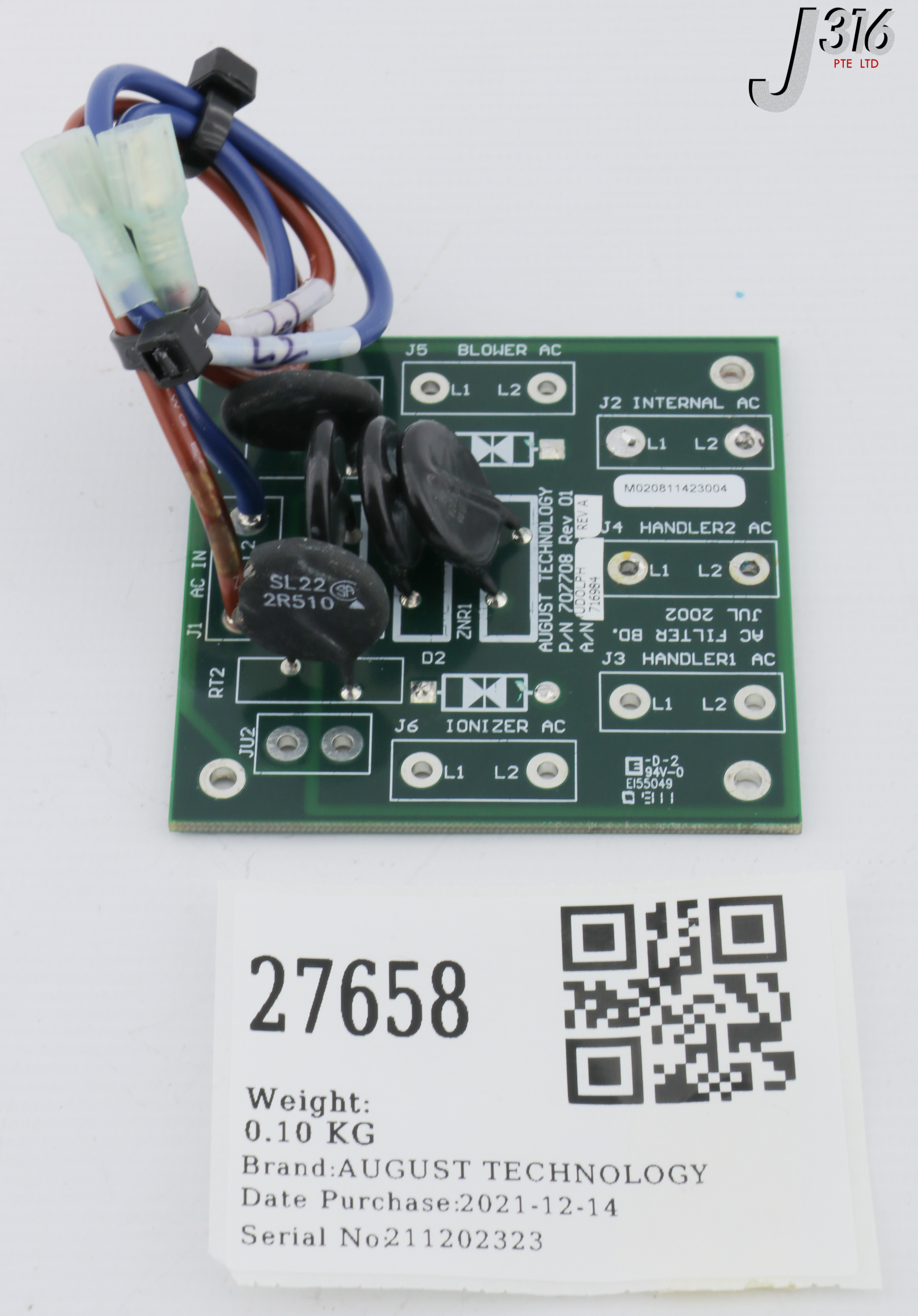 27658 AUGUST TECHNOLOGY PCB, AC FILTER BD, RUDOLPH 716984 707708